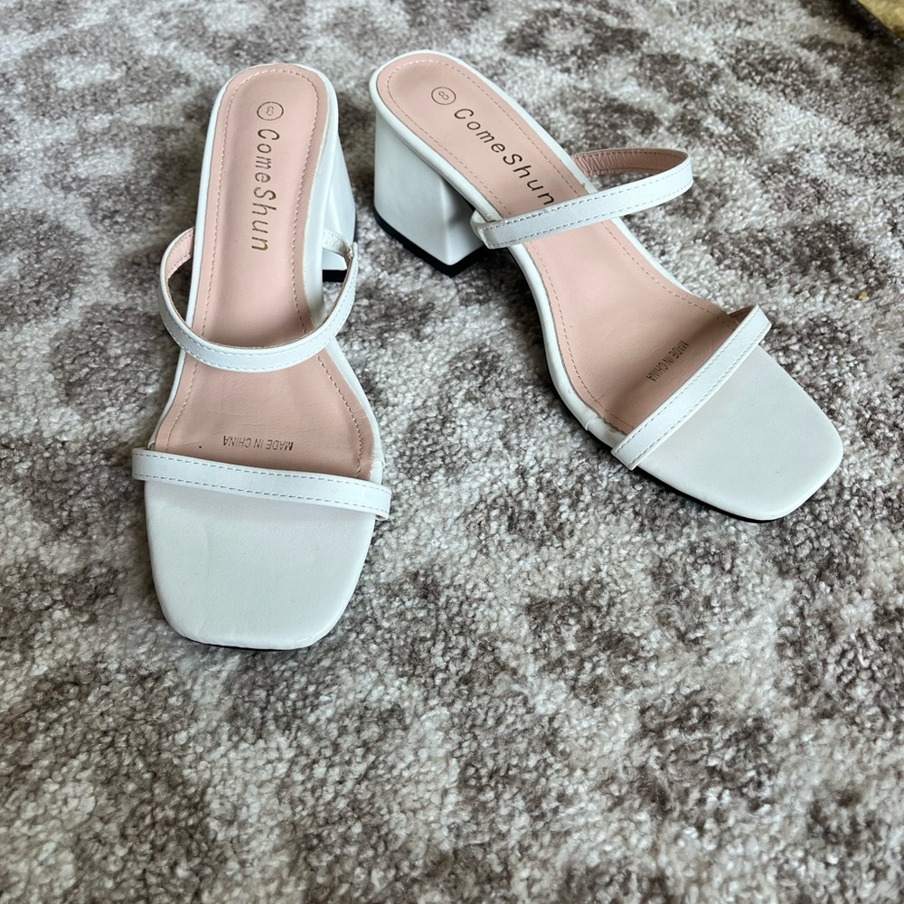 White Slip On Heels